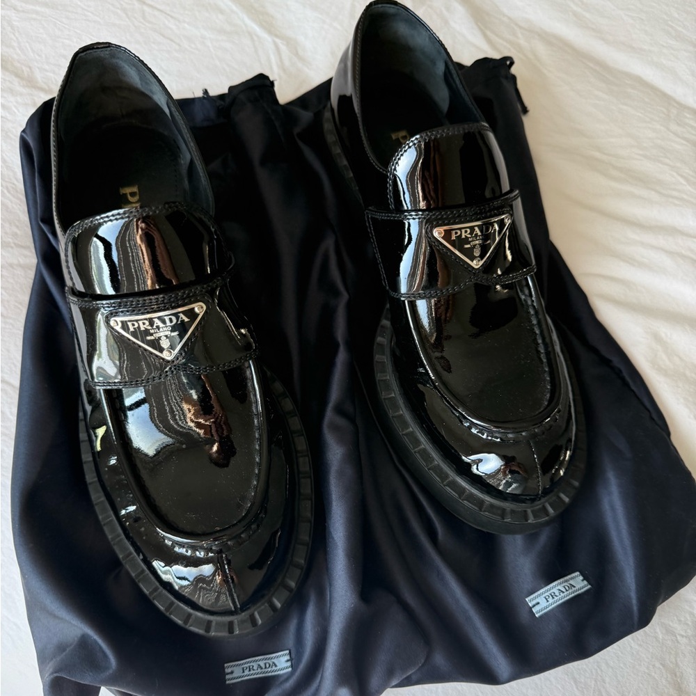 Prada Women's Patent Black Loafers